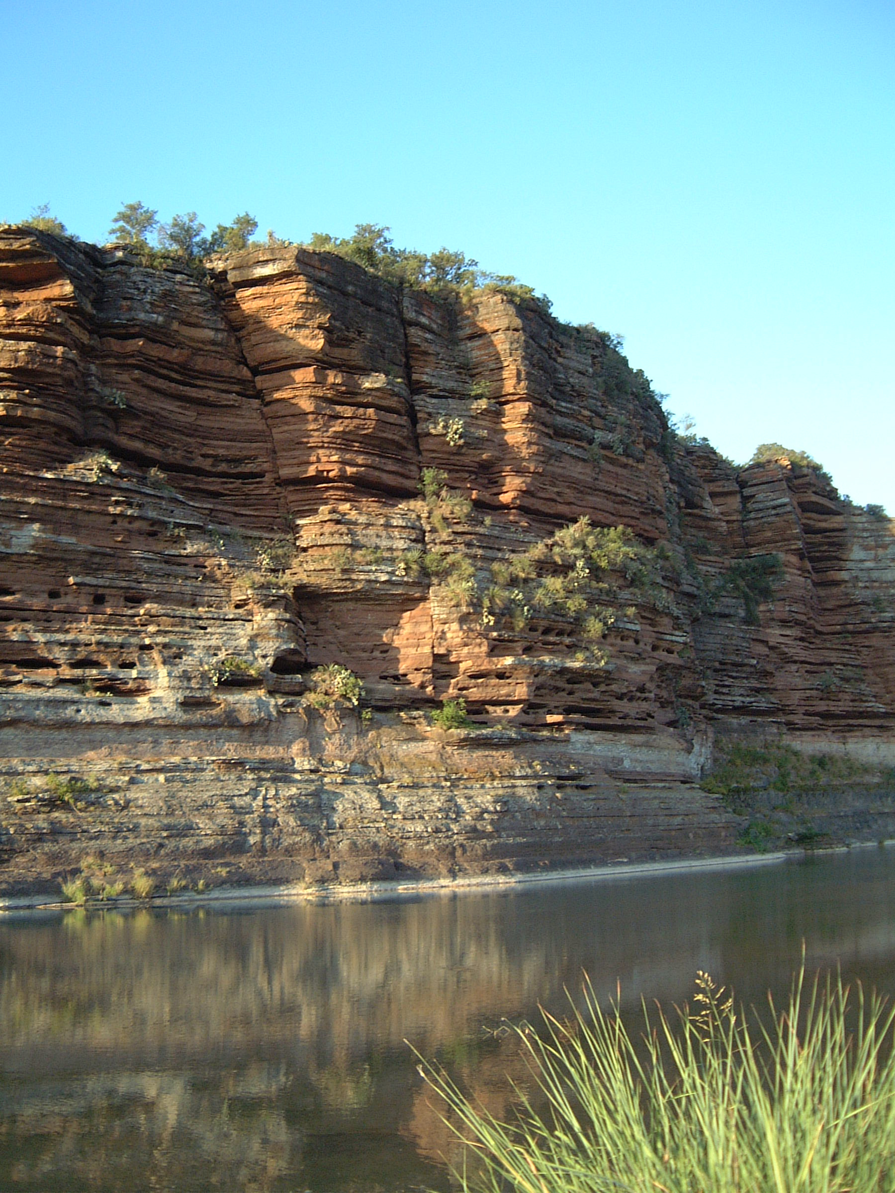 Limestone bluffs along the Llano River in Texas