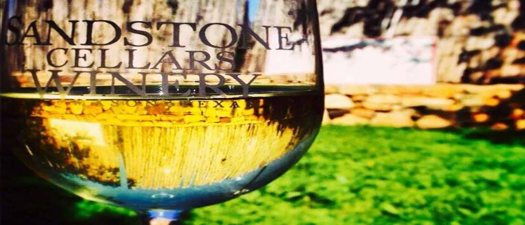 Wine glass at Sandstone Cellars Winery in Mason, Texas